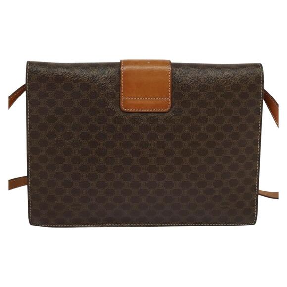 CELINE Macadam Canvas Shoulder Bag Pvc Leather Brown - Picture 3 of 12